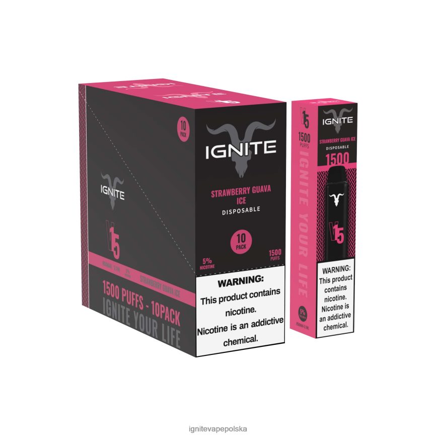 Ignite E Papieros Opinie | IGNITE V15 vape pen 10 szt lód z guawy truskawkowej 0648NZ105